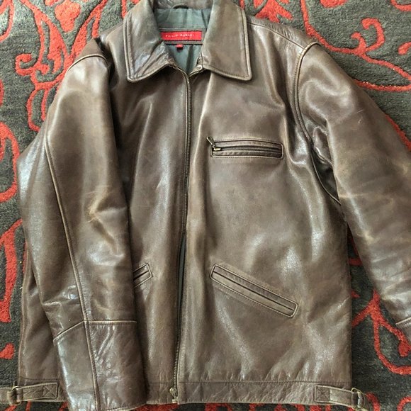 Men's Brown Leather Coat- (Medium) - Picture 1 of 7